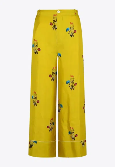 MARNI FLORAL PRINT STRAIGHT-LEG PANTS