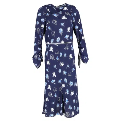 Marni Floral-print Stretch-crepe Dress In Blue Viscose
