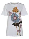 Marni Floral Print Round Neck Short Sleeve Top In White
