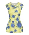 Marni Floral Print Top With Zig-zag Seam Detail In Yellow