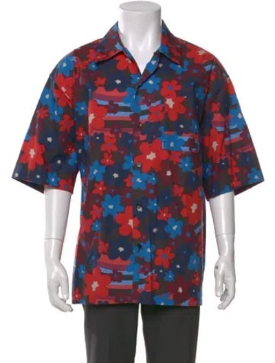 Pre-owned Marni Floral Print Three-quarter Sleeve Shirt In Red