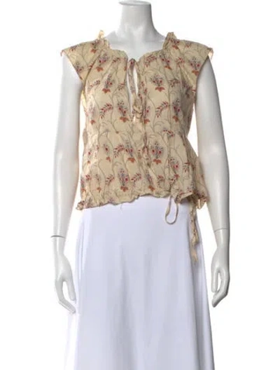 Pre-owned Marni Floral Print Tie Neck Top