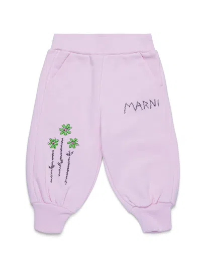 Marni Babies' Floral-print Track Pants In Pink