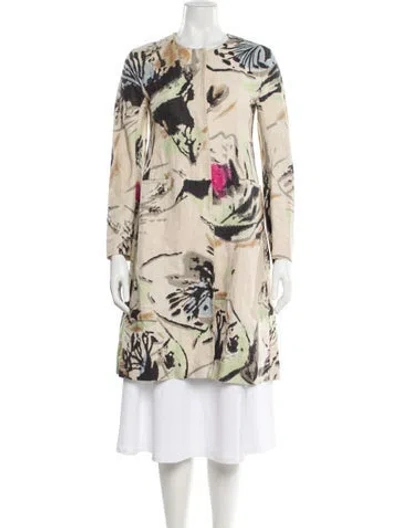 Pre-owned Marni Floral Print Trench Coat In Neutral