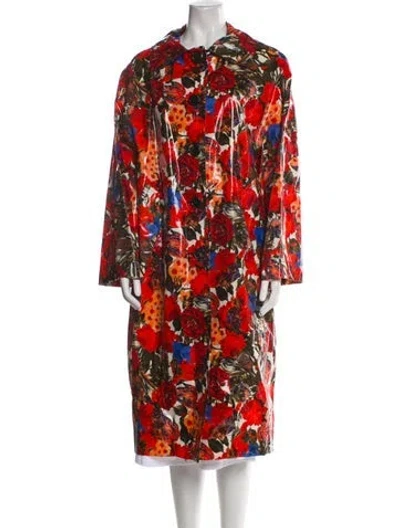 Pre-owned Marni Floral Print Trench Coat In Red