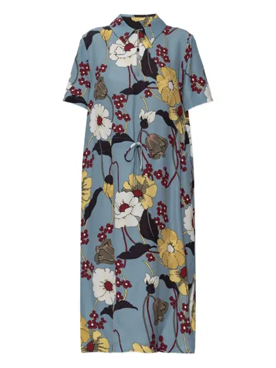 MARNI FLORAL-PRINT V-NECK MIDI DRESS