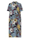 Marni Floral-print V-neck Midi Dress Clothing In Blue