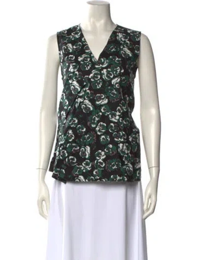 Pre-owned Marni Floral Print V-neck Blouse In Black
