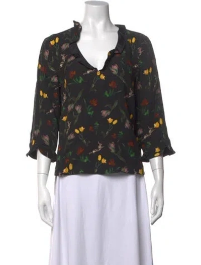Pre-owned Marni Floral Print V-neck Blouse In Multicolor