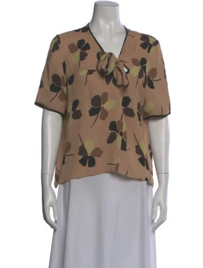 Pre-owned Marni Floral Print V-neck Blouse In Neutral