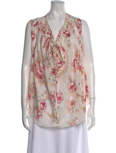 Pre-owned Marni Floral Print V-neck Blouse In Pink