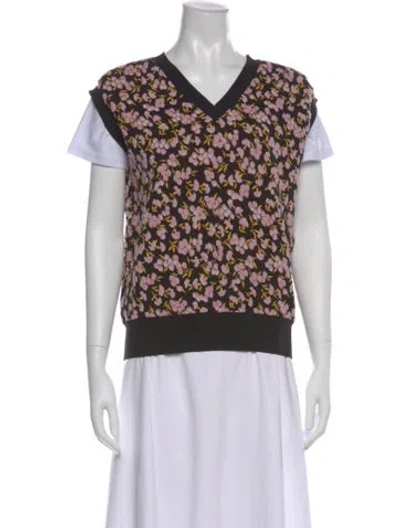 Pre-owned Marni Floral Print V-neck Sweater In Multi
