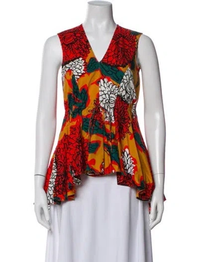 Pre-owned Marni Floral Print V-neck Top In Multi