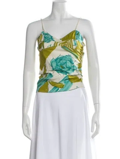 Pre-owned Marni Floral Print V-neck Top In White