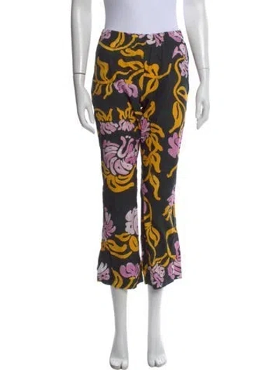 Pre-owned Marni Floral Print Wide Leg Pants In Black