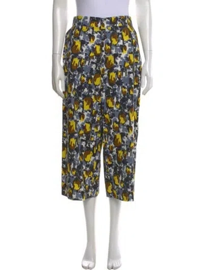 Pre-owned Marni Floral Print Wide Leg Pants In Gray
