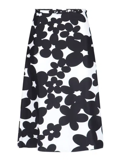 Marni Floral Pattern High Waist A-line Skirt In Multi