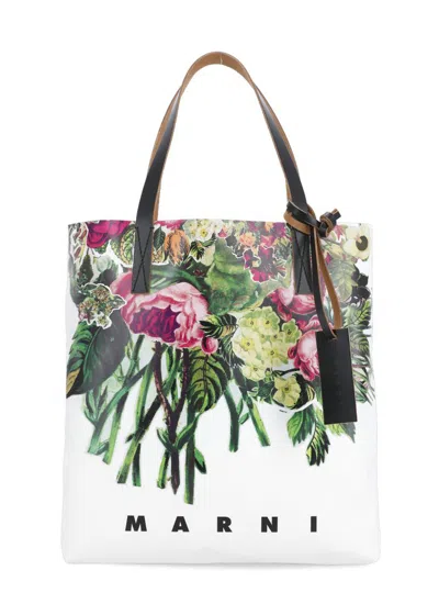 Marni Floral-print Tote Bag In White