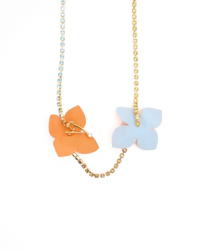 Pre-owned Marni Floral Rhinestone Necklace In Multicolour