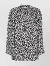 Marni Floral Ruffled Lightweight Long Sleeves Top In Black