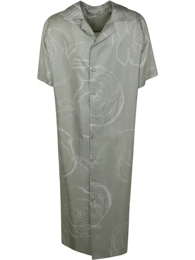 Marni Floral Shirt Dress In Green