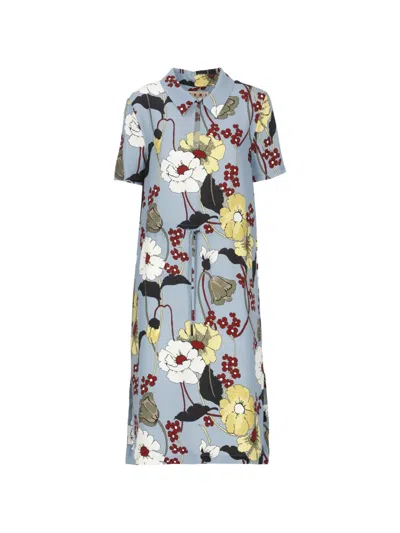 Marni Floral Shirt Midi Dress In Multi