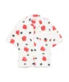 Marni White Iris Heavy Poplin Shirt In White Red