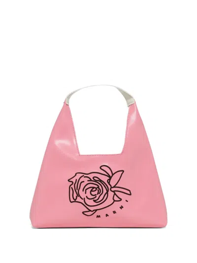 Marni Kids' Floral Shoulder Bag In Pink
