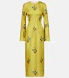 Marni Silk Dress With Long Sleeves And Embroidery In Yellow