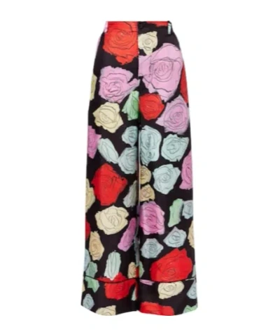 Marni Floral Silk Palazzo Pants In Multi