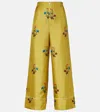 Marni Floral-print Elastic-waistband Straight Trousers In Gold