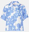Marni Floral Print Cropped Shirt In Blue