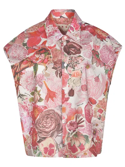 Marni Floral Sleeveless Shirt In Multicolor