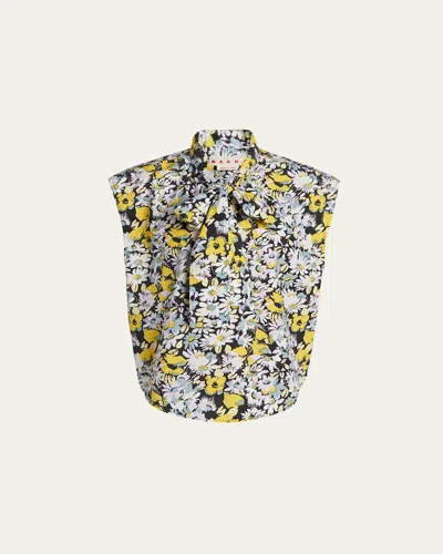 Marni Floral Tie-neck Blouse In Multi