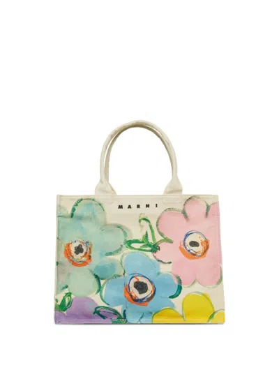 Marni Kids' Floral Tote Bag In Multi