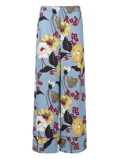 Marni Viscose Trousers Wide Leg Floral Print Buttons In Multi