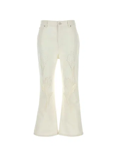 Marni Floral-embroidered Cut-out Jeans In White
