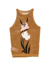Marni Mesh Knit Top Floral Pattern In Brown