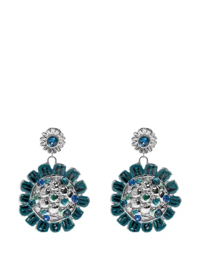Marni Floral-motif Earrings In Blue