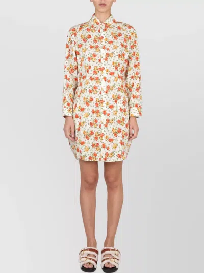 Marni Floral-print Cotton Shirt Dress In Animal Print