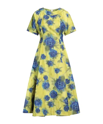Marni Floral-print Flared Dress In Green