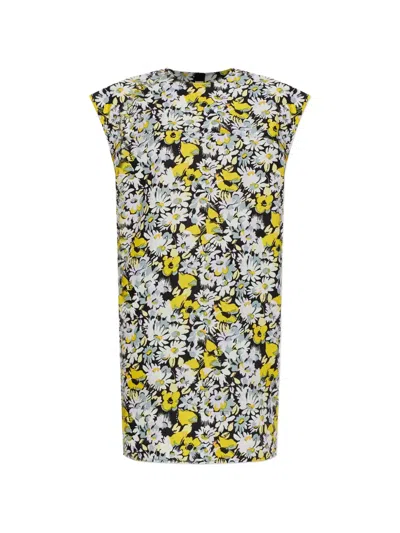 Marni Floral-print Tiered Midi Dress In Black