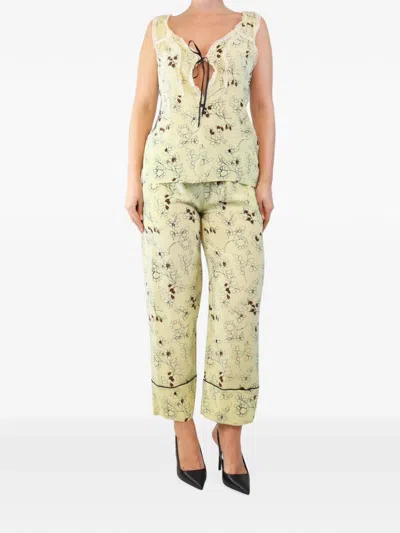 Pre-owned Marni Floral-print Top And Trousers Set In Yellow