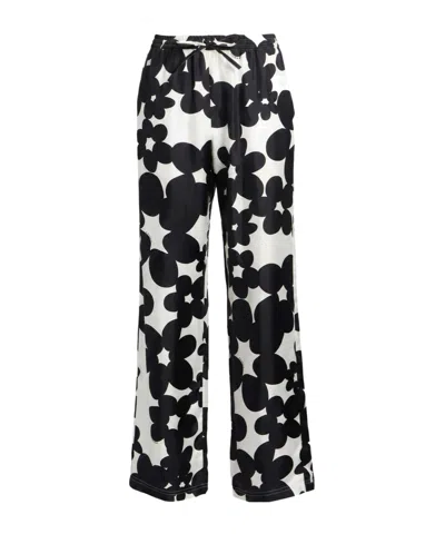 Marni Floralprinted Satin Loungewear Pants In Black