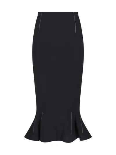 Marni Flounced Sheath Skirt In Black