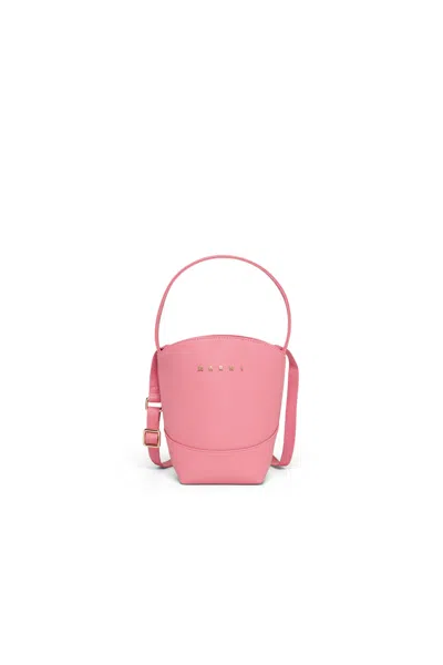 Marni Kids' Flower Basket Crossbody Bag With Logo In Pink