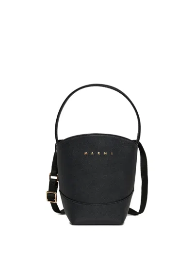 Marni Kids' Flower Basket Shoulder Bag In Black
