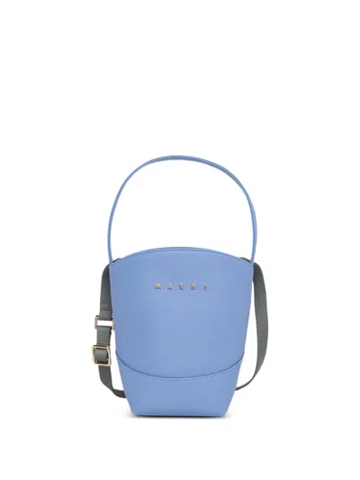 Marni Kids' Flower Basket Shoulder Bag In Blue