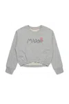 Marni Grey Crop Sweatshirt For Girl With Logo In Grey