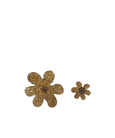 Marni Rhinestone-embellished Daisy Brooches In Gold